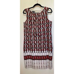 🔴 Talbots Dress Geometric Printed Sleeveless
Shift Dress Size 8